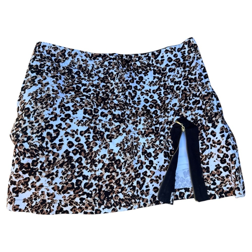 Allyson Whitmore Leopard Golf Skort Sz 12 Animal Print Sport Skirt Zipper Detail - Picture 3 of 8